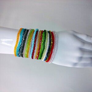 Multicolored Crystal Like Beaded Elastic Bracelets